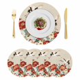 thumbnail image 1 of Farmhouse Flowers Round 15 Inch Placemats Set of 4, Japanese Style Peony Floral White Bird HeatResistant Non Slip Place Mats for Dining Table, Wipeable Braided Kitchen Table Mats for Housewarming, 1 of 9
