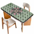 thumbnail image 1 of Farmhouse Flowers Table Cloths for 4 Foot Rectangle Tables, Ethnic Retro Abstract Pattern Lattice Patio Waterproof Elastic Fitted Tablecloths, Washable Rectangular Table Cover for Camping, 1 of 8