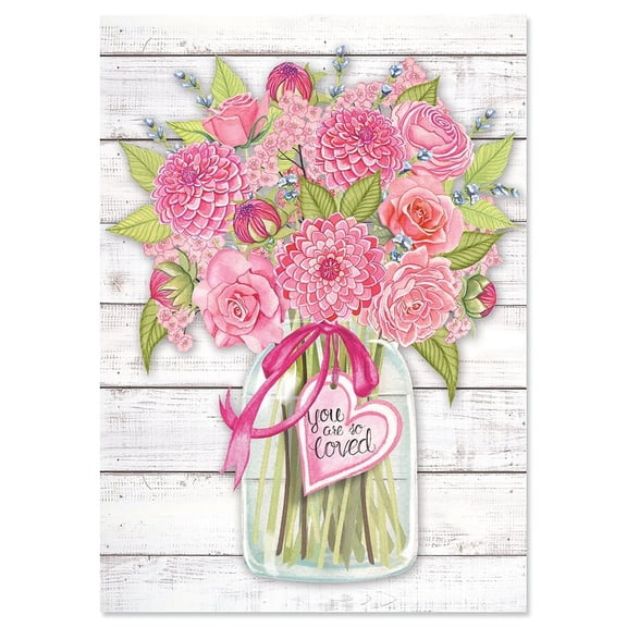 Current Farmhouse Flowers Valentines Day Greeting Cards - Set of 8 (1 design), Large 5" x 7"