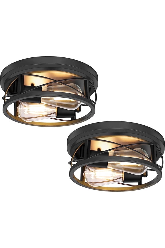 2 Pack Farmhouse Flush Mount Ceiling Light Ceiling Light Fixtures Industrial Flush Mount Ceiling Light for Hallway, Kitchen, Foyer, Bedroom Living Room Laundry
