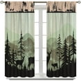 thumbnail image 1 of Farmhouse Forest Cabin Kitchen Curtains Rustic Wooden Small Short Cafe Window Curtains Tree Country Deer Bear for Home Kitchen Restaurant Decoration Window Curtain 2Panel 42" W X 63" L, 1 of 6