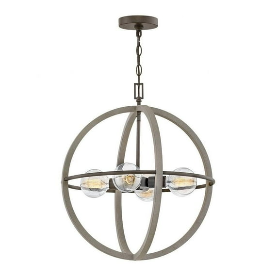 Farmhouse Four Light Chandelier in Dark Cement Finish Bailey Street Home 81-Bel-3088141