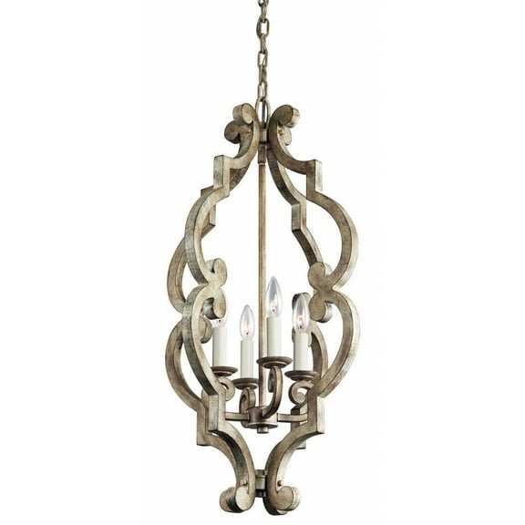 Farmhouse Four Light Chandelier in Distressed Antique White Finish Bailey Street Home 147-Bel-1044858