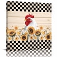 thumbnail image 1 of Farmhouse Framed Canvas Wall Art, Vintage Farm Chicken Sunflowers Black Plaid Wooden Wall Art Painting for Living Room Bedroom Home Decor, 24”x24”, Office Artwork Print, 1 of 9