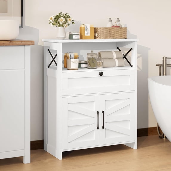 Farmhouse Freestanding Bathroom Floor Storage Cabinet with Doors and ...