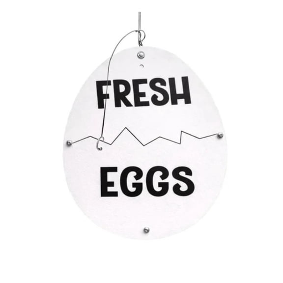 Farmhouse Fresh Eggs Sign, Wooden Egg Shaped Hanging Sign,  Chicken Coop Farm Stand Decor