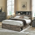 Farmhouse Full Size Wood Bed Frame with 52" Tall Storage Headboard and