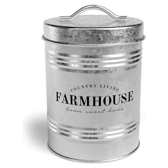 Farmhouse Galvanized Canister | Dry Food Storage Container | Airtight Lid | 76 Oz Capacity | Farmhouse Dcor | Rustic Metal Canister for Kitchen Countertop