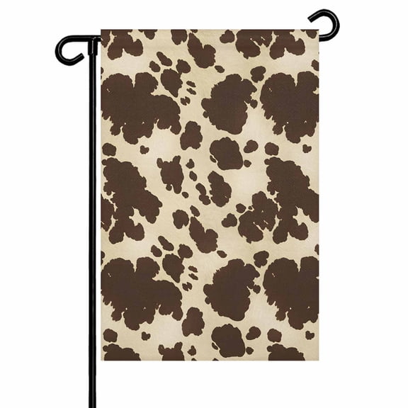 Farmhouse Garden Flags for Outside Animal Cow Print Double Sided Yard Flags Outdoor House Decoration, Small 12X18 Inch, Brown White