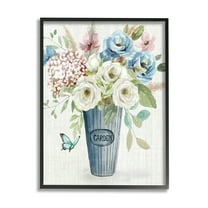 Farmhouse Garden Flower Blooms Botanical & Floral Graphic Art Black Framed Art Print Wall Art