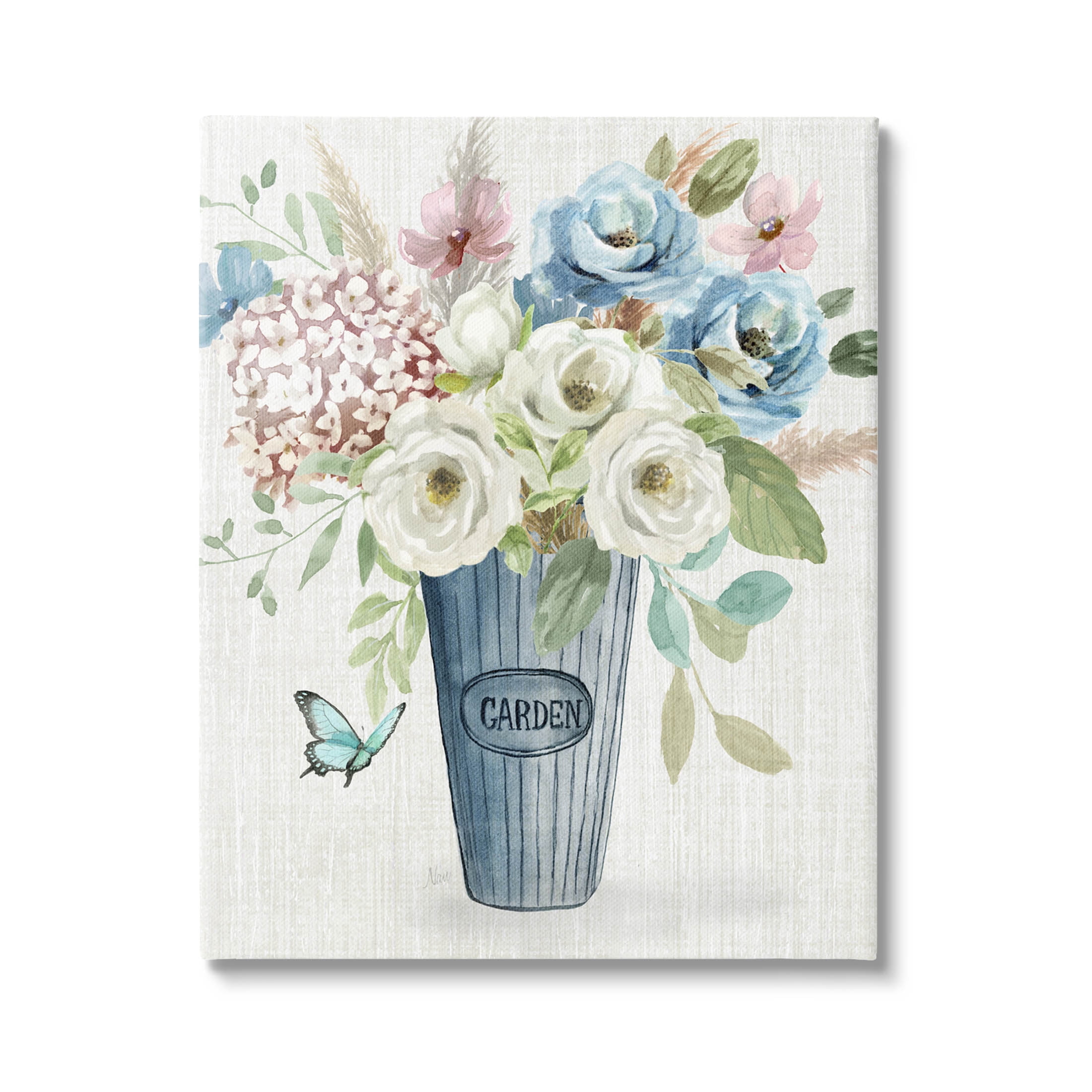 Farmhouse Garden Flower Blooms Wrapped Canvas Wall Art
