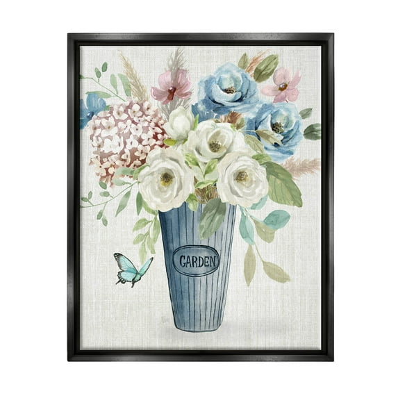 Farmhouse Garden Flower Blooms Botanical & Floral Graphic Art Jet Black Framed Art Print Wall Art