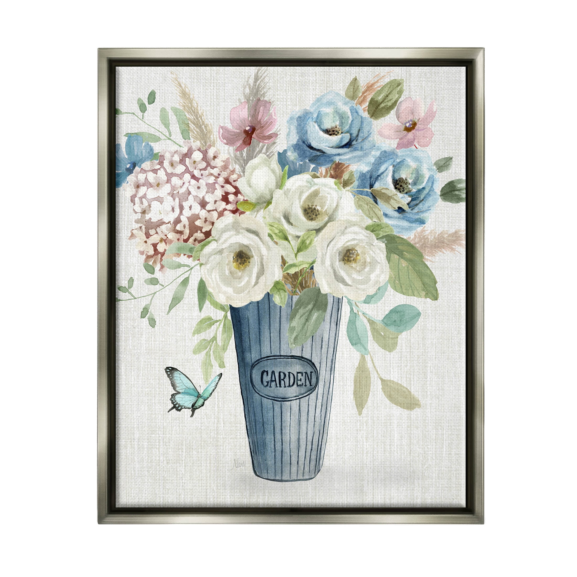 Farmhouse Garden Flower Blooms Botanical & Floral Graphic Art Luster Gray Framed Art Print Wall Art