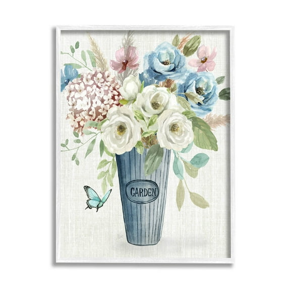 Farmhouse Garden Flower Blooms Botanical & Floral Graphic Art White Framed Art Print Wall Art