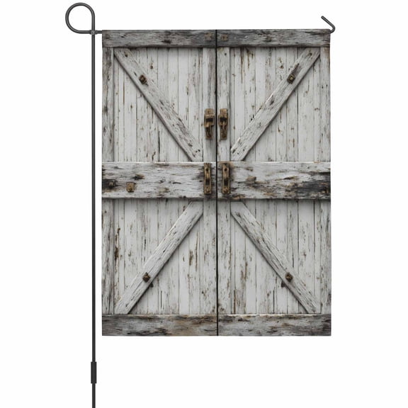 Farmhouse Gate Garden Flag 12 x 18 Inches, Vintage Country Grey Farmhouse Door Weather Proof Outdoor Patio Flags Double Sided Small Garden Decoration for Yard Outside Home