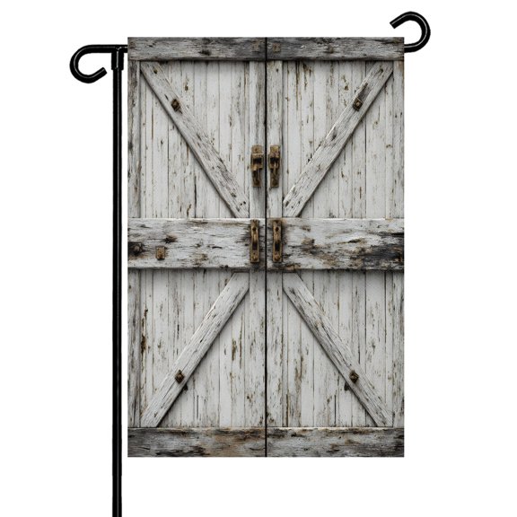 Farmhouse Gate Garden Flag 12x18 Inch Vintage Country Grey Farmhouse Door Double Sided Small Decorative Garden Flags for Outside, Outdoor Yard Porch Lawn Decoration