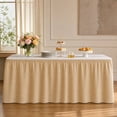 thumbnail image 1 of Farmhouse Gathered Table Skirt, Solid Plain Decorative Table Cover, for Wedding, Buffet, Home Party Display, 1 of 6