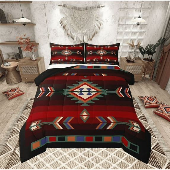 Farmhouse Geometric Comforter Set Full Southwestern Tribal Bedding Set Vintage Western Aztec Bedding Comforter Sets Adults Rustic Farmhouse Cabin Lodge Quilt Duvet Home Decor