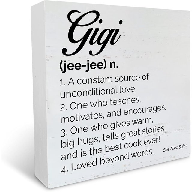 Farmhouse Gigi Definition Wooden Box Sign Rustic Style Gigi Wood Block
