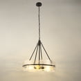 thumbnail image 1 of Farmhouse Glass Chandelier, Briignite Foyer Lighting Fixture, Modern Round Chandelier for Dining Room, Kitchen Island, Bedroom, Living Room, Entryway, Black, 1 of 6