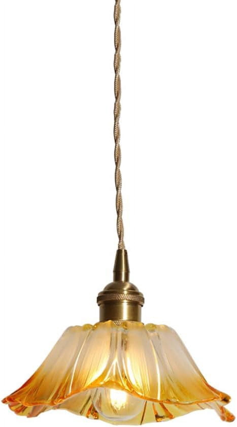 Farmhouse Glass Pendant Light for Over Island, Flower Shape Pendant Lamp for Dining Room, Vintage Rustic Pendant Light Fixture, American Simple Pendant Light Fixture