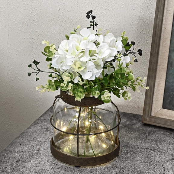 Farmhouse Gllantern Vase Vintflower Vases With Plants Hydrangea Lights Rustic Flarrangement Centerpieces Home Decor Hostess Housewarming Gift