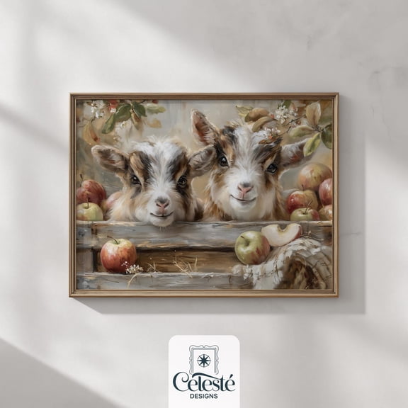 Farmhouse Goat Print, Rustic Autumn Kitchen Decor Home Decor #873, 8x12 UNFRAMED