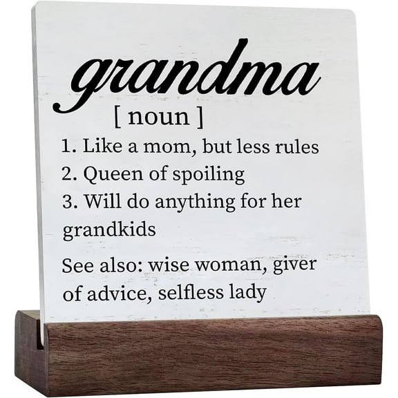 Farmhouse Grandma Definition Ceramic Table Sign Rustic Style Grandma Like A Mom Wood Block Tabletop Sign Decorative Desk Sign Decor For Home Shelf
