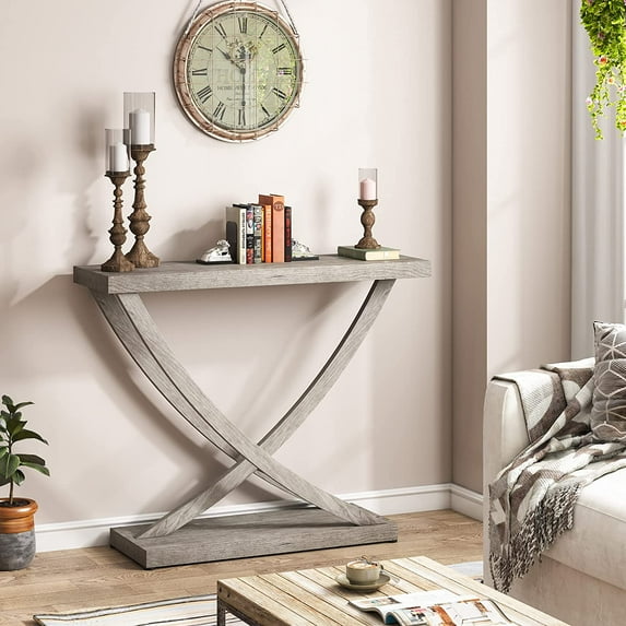 Farmhouse Gray Console Table for Entryway 35inch Wood Sofa Table for Living Room