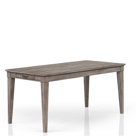 Farmhouse Gray Expandable Dining Table with 2 Storage Drawers & Leaf Extension