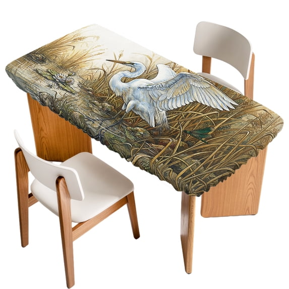 Farmhouse Great Egret Table Cloths for 3 Foot Rectangle Tables, Country ...