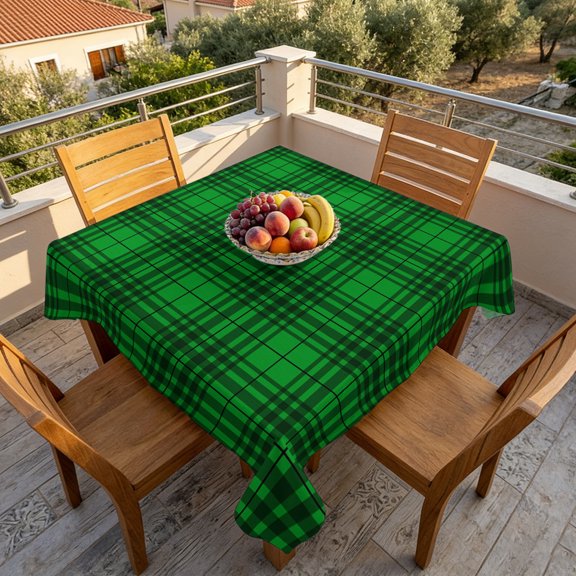 Farmhouse Green Buffalo Plaid Table Cloth 60x60in, Waterproof Square Tablecloth Wipeable Tablecloths Modern Checkered Stripe Table Covers for Dining Tables Party Indoor Outdoor