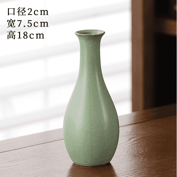 Farmhouse Green Ceramic Bud Vase, 0.98" Opening, Elegant Flower Pot for Dried Flowers & Hydroponics, Matte Decorative Vase for Home Centerpieces