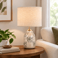 Farmhouse Green Ceramic Table Lamp with Beige Linen Shade, 1-Pack ...