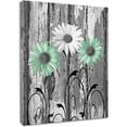 thumbnail image 1 of Farmhouse Green Floral Wall Art for Living Room Grey and White Daisy Flower on Rustic Wood Pictures Wall Decor Nature Plant Framed Canvas Wall Art for Bedroom Bathroom Decor,10L X 8W Inches, 1 of 6