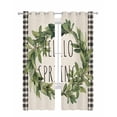 thumbnail image 1 of Farmhouse Green Garland Sheer Curtains 84 Inch Length 2 Panels Set for Living Room/Bedroom, Spring Vintage Black Plaid Beige Kitchen Curtains Grommet Semi-Sheer Curtains Window Treatments 52"x84"x2, 1 of 7