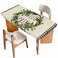 thumbnail image 1 of Farmhouse Green Garland Table Cloths for 5 Foot Rectangle Tables, Spring Vintage Black Plaid Beige Patio Waterproof Elastic Fitted Tablecloths, Washable Rectangular Table Cover for Camping, 1 of 8