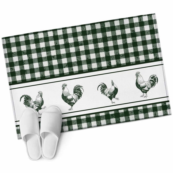 Farmhouse Green Plaid Area Rugs Collection 2'x3', Vintage Country Cock Checkered Non Slip Indoor Rectangle Throw Runner Rug Floor Mat Carpet for Living Room Dining Table Bedroom Nursery