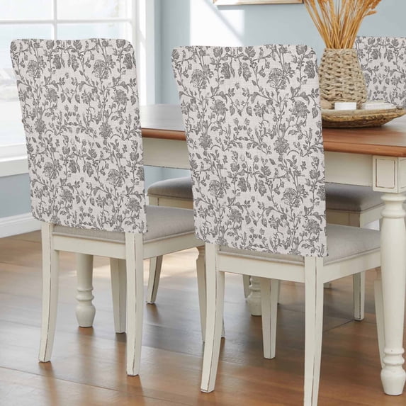 Farmhouse Grey Chair Back Covers, Removable Chair Covers for Dining Chairs Set of 8, Washable Chairs Slipcovers Back Seat Protector for Wedding Party 19"x20"