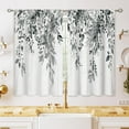 thumbnail image 1 of Farmhouse Grey Eucalyptus Small Kitchen Curtains Leaves Window Treatment Black White Wooden Cafe Short Curtains for Bathroom Dining Laundry Room Botanical Tier Treatment Drapes 27.5x39 inch, 1 of 6