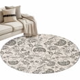 thumbnail image 1 of Farmhouse Grey Floral Washable Round Area Rug 4 ft, Linen Boho Flower Rustic Country , Soft Non Slip Rugs Stain Repellent Indoor Felt Carpet for Living Dining Room Bedroom Home Office, 1 of 9