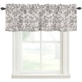 thumbnail image 1 of Farmhouse Grey Rod Pocket Curtain Valance, Vintage Flower Leaf Botanical Plant Farmhouse Window Valance for Living Room, Bedroom, Kitchen 54"W x 18"L, 1 of 9
