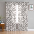 thumbnail image 1 of Farmhouse Grey Sheer Curtains 108 Inch Length 2 Panels Set for Living Room/Bedroom, Vintage Flower Leaf Botanical Plant Curtain Sheers Drapes Rod Pocket Curtains Window Treatment Set 52''x108''x2, 1 of 7