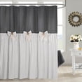 thumbnail image 1 of Farmhouse Grey Shower Curtain,Bowknot,Cotton Woven and Cotton Blend Fabric,Pleated Grey Stripe,Country Style,72x72 in, 1 of 6