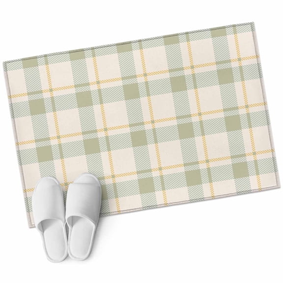 Farmhouse Grid, 2'x3' Rug, Country Minimalistic Geometric Plaid Lattice Non-Slip Soft Doormat Area Rugs for Entrance Bathroom Bedsides, Carpet for Kitchen Bedroom, Entryway Floor Mat