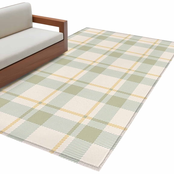 Farmhouse Grid, 3'x5' Washable Rug, Country Minimalistic Geometric Plaid Lattice Non-Slip Area Rugs for Entryway Kitchen Classroom, Dorm Throw Carpet, Low Pile Soft Indoor Floor Mat