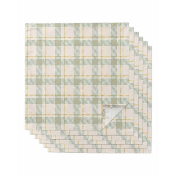 Farmhouse Grid,Cloth Napkins Washable Set of 6,Country Minimalistic Geometric Plaid Lattice Reusable Dinner Table Napkins Cloth Bulk for Weddings Kitchen Restaurants Hotel Events Party 20 x 20 Inch