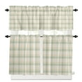 thumbnail image 1 of Farmhouse Grid, Kitchen Curtains and Valances Set, 3 Piece Kitchen Curtains Set 36 Inch Length, Country Minimalistic Geometric Plaid Lattice Rod Pocket Curtains Tier Farmhouse Window Curtains, 1 of 6