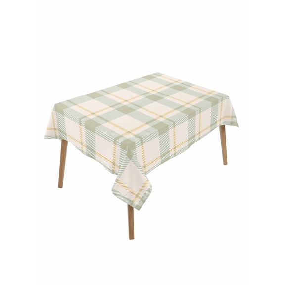 Farmhouse Grid, Rectangle Tablecloth, Country Minimalistic Geometric Plaid Lattice Waterproof & StainResistant Tablecloth, Oil-proof Table Cover for Dining/Party/Wedding/Camping/Buffet 52x70 In