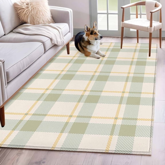 Farmhouse Grid,Runner Rug 2.7x5 FT,Non Slip Entryway Carpet,Country Minimalistic Geometric Plaid Lattice Washable Soft Floor Carpet Entrance Mat Throw Rug for Hallway Laundry Room Bedside